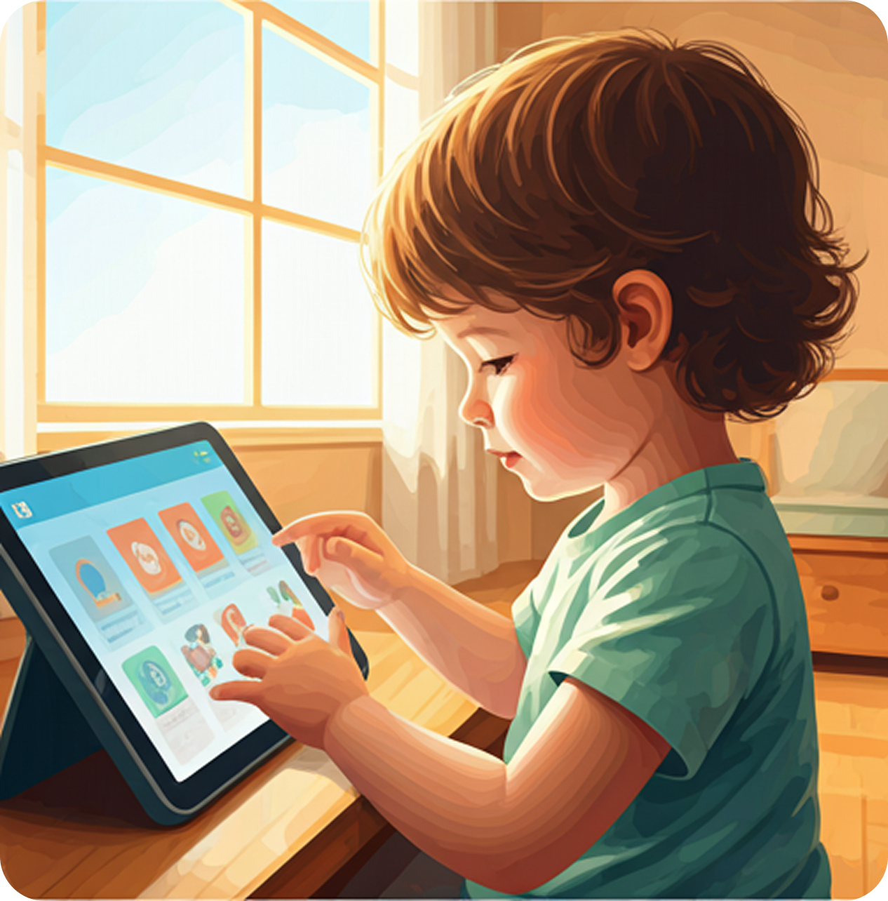 Child using tablet